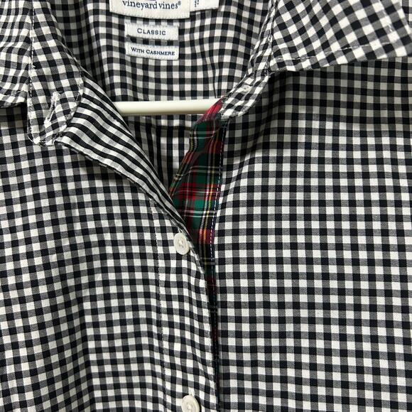 Vineyard Vines Gingham Button Up Shirt Black White Cotton Cashmere 12 - Picture 5 of 9
